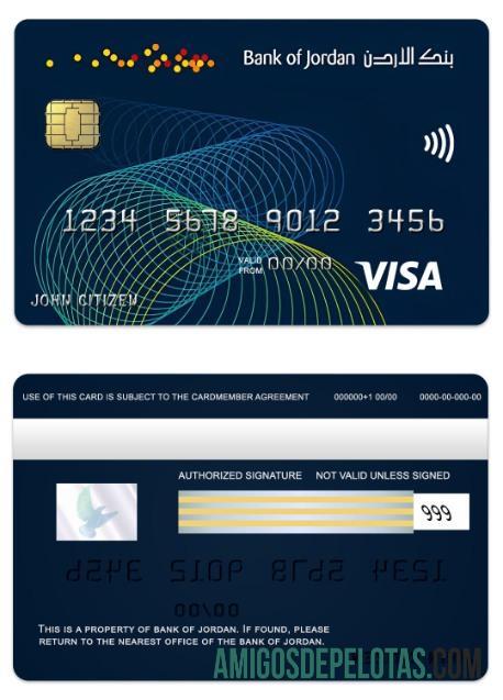 Jordan Bank Of Jordan Visa Gold Card template